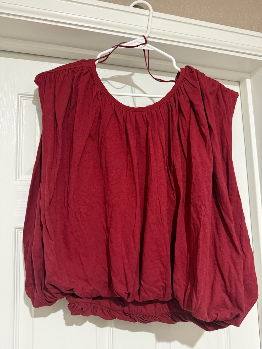 FP Movement by Free People Crimson Gathered Bubble-Hem Tank